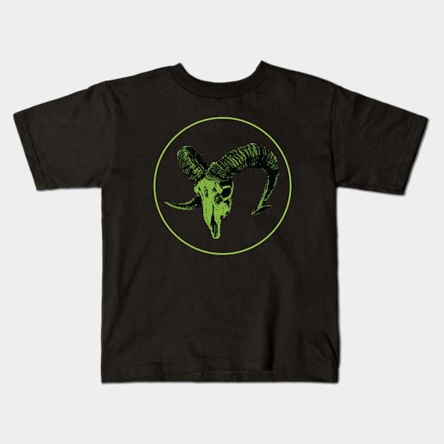 Green Aries Kids T-Shirt by HERMETICSUPPLY